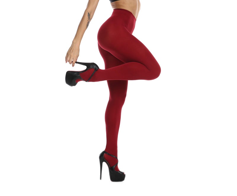 Frola Women's 80 Denier Soft Semi Opaque Solid Color Footed Pantyhose Tights((Small-Medium,Wine Red) - Image 4